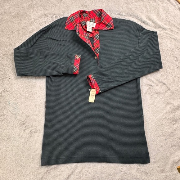 NWT Vintage Talbots Sara Campbell Plaid Collar Striped Shirt Women's Medium - Picture 6 of 11